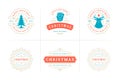 Christmas vector typography ornate labels and badges, happy new year and winter holidays wishes for greeting card Royalty Free Stock Photo