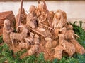 Christmas vertep, scene of birth of Jesus Christ toys. Holiday composition,Czech Royalty Free Stock Photo
