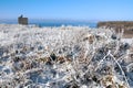 Christmas view of ballybunion castle and beach Royalty Free Stock Photo