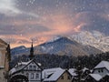 Christmas village snow atmosphere, Kranjska Gora Slovenia