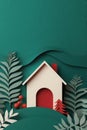 Christmas village flat design front view Christmas theme 3D render Complementary Color Scheme