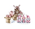 Christmas village with gnomes