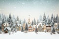 Christmas Village Scene With Snow In Vintage Style, Showcasing Winter Village Landscape With 3D Illu Royalty Free Stock Photo