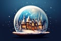 christmas village in snow globe Royalty Free Stock Photo
