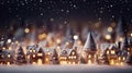 Christmas village with Snow in vintage style. Colored houses. Winter Village. Holidays. Christmas Card. Miniature