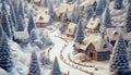 Christmas in the Village with snowfall claymation style.