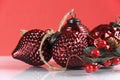 Christmas vintage bauble decorations. Close up. Royalty Free Stock Photo