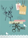 Christmas vintage card, retro concept with deer