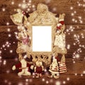 Christmas vintage photo frame with Santa Claus