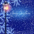 Christmas fur tree and vintage streetlamp Royalty Free Stock Photo