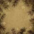 Christmas vintage vector abstract background with snowflakes and pine needles.