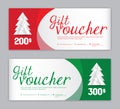 Christmas Voucher, Sale banner template, Horizontal christmas posters, cards, headers, website, red and green background, vector Royalty Free Stock Photo