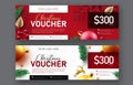 Christmas voucher vector banner set design. Merry christmas gift certificate collection