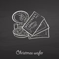 Christmas wafer food sketch on chalkboard