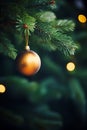 christmas wallpaper background with decorative xmas ball on fir tree - generative AI Royalty Free Stock Photo