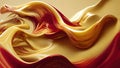 Christmas wallpaper with glossy creamy red gold texture. Xmas background with abstract moving liquid looking like ink or oil paint Royalty Free Stock Photo