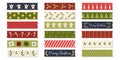 Christmas washi tapes with traditional holiday cute ornaments isolated set vector illustration