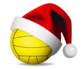 Christmas Water polo ball and Santa Claus Hat Waterpolo Sport ball concept - Isolated on white Background - Vector new Royalty Free Stock Photo