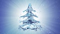 Christmas water splash tree on blue background Royalty Free Stock Photo
