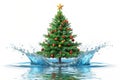 Christmas water splash tree isolated on white. 3d rendering Royalty Free Stock Photo