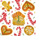 Christmas watercolor cookies pattern for a gift cards