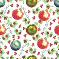 Christmas watercolor seamless hand painted pattern with Christma