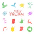 Christmas watercolor symbols vector set Royalty Free Stock Photo
