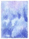 Christmas watercolor texture with falling snow, snowflakes Royalty Free Stock Photo