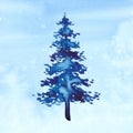 Christmas Watercolour Blue Tree Design Background in Watercolor style XMAS pine tree and snow illustration of Christmas