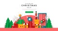 Christmas web sale template of papercut toy city Royalty Free Stock Photo