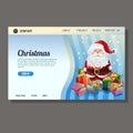 Christmas website landing page santa claus blue background Royalty Free Stock Photo