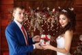 Christmas wedding. Happy bride and groom together. Marriage concept Royalty Free Stock Photo