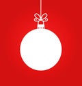 Christmas white ball hanging ornament Royalty Free Stock Photo
