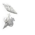 Christmas white decoration with harsh shadow on white background. Xmas and New Year greeting card, winter holiday. Flat lay