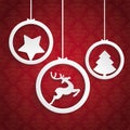 Christmas 3 White Rings Red Background Ornaments