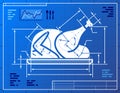 Christmas whole turkey symbol like blueprint drawi