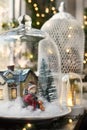 Christmas window decoration in vintage style Royalty Free Stock Photo