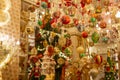 Christmas window displays on an evening street in Milan. Evening Street Monte Napoleone Famous Shopping Street. Milan Royalty Free Stock Photo