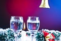 Christmas wine and ornaments Royalty Free Stock Photo