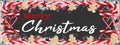 Christmas / winter background banner panorama template - Frame made of snow with snowflakes, candy canes, gingerbread men, stars Royalty Free Stock Photo