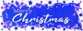 Christmas / winter background banner panorama template - Frame made of snow with snowflakes, stars and bokeh lights on blue Royalty Free Stock Photo