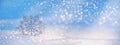 Christmas winter background - view of decorative snowflake in sparkling snow Royalty Free Stock Photo
