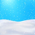 Christmas Winter Background, Snowy Happy New Year Backdrop. Awesome holiday Wallpaper with Snowflakes Royalty Free Stock Photo