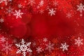 Red Christmas winter background with snowflakes Royalty Free Stock Photo