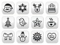 Christmas, winter buttons set - Santa Claus, snowman
