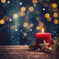 Christmas Candles Baubles Table Bokeh Lights Winter Background Royalty Free Stock Photo