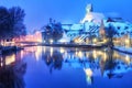 Christmas winter evening in small german town, Germany Royalty Free Stock Photo