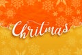 Christmas winter festivity greeting card on orange and yellow background