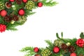 Christmas Winter Flora and Bauble Background Border Royalty Free Stock Photo