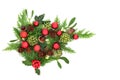 Christmas Winter Flora with Red Ball Decorations